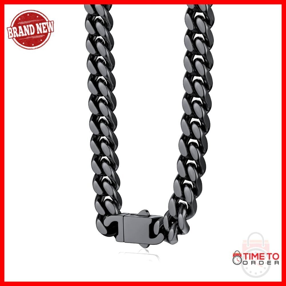 Stainless Steel Cuban Link Chain Necklace, 9mm Wide 24in Long, Hypoallergenic